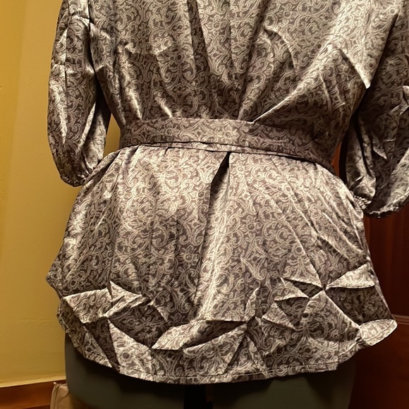 Pursuits, Ltd. Silver Button-Down Belted Shirt - Size 14 - Picture 8 of 9